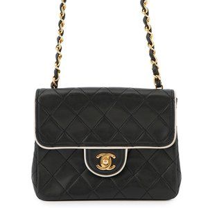 Chanel Chain Shoulder Bag Mini Matelasse 18 Coco Mark Lambskin Black